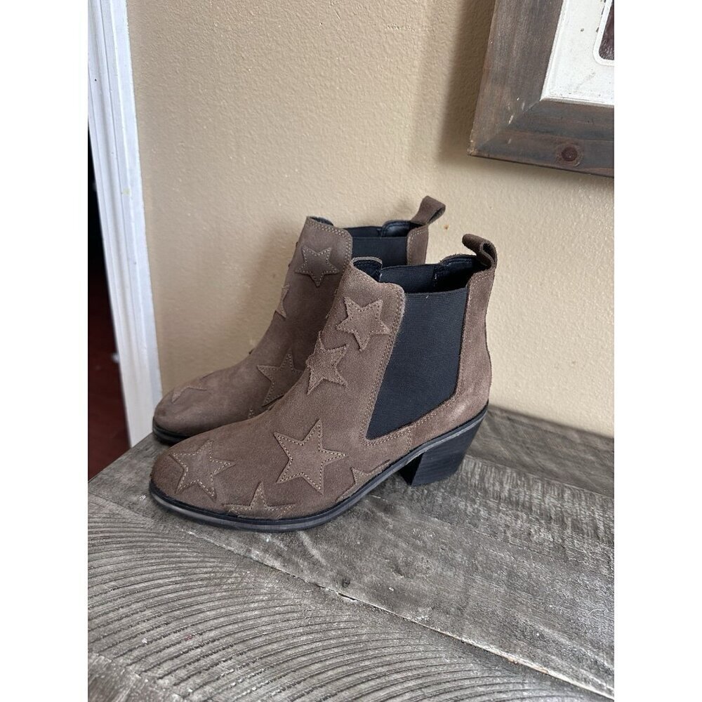 Rebels Brown Suede Star Motif Ankle Boots Size 37